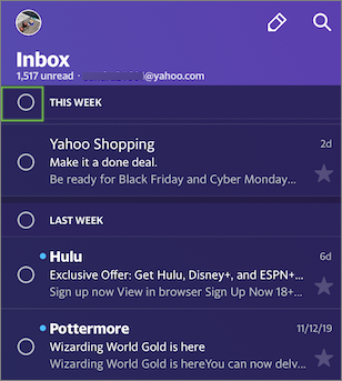 Image of the Yahoo Mail inbox.
